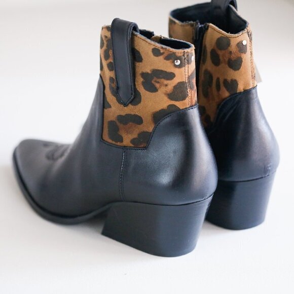 Cartel Western Style Black Leather  Booties - Picture 5 of 10